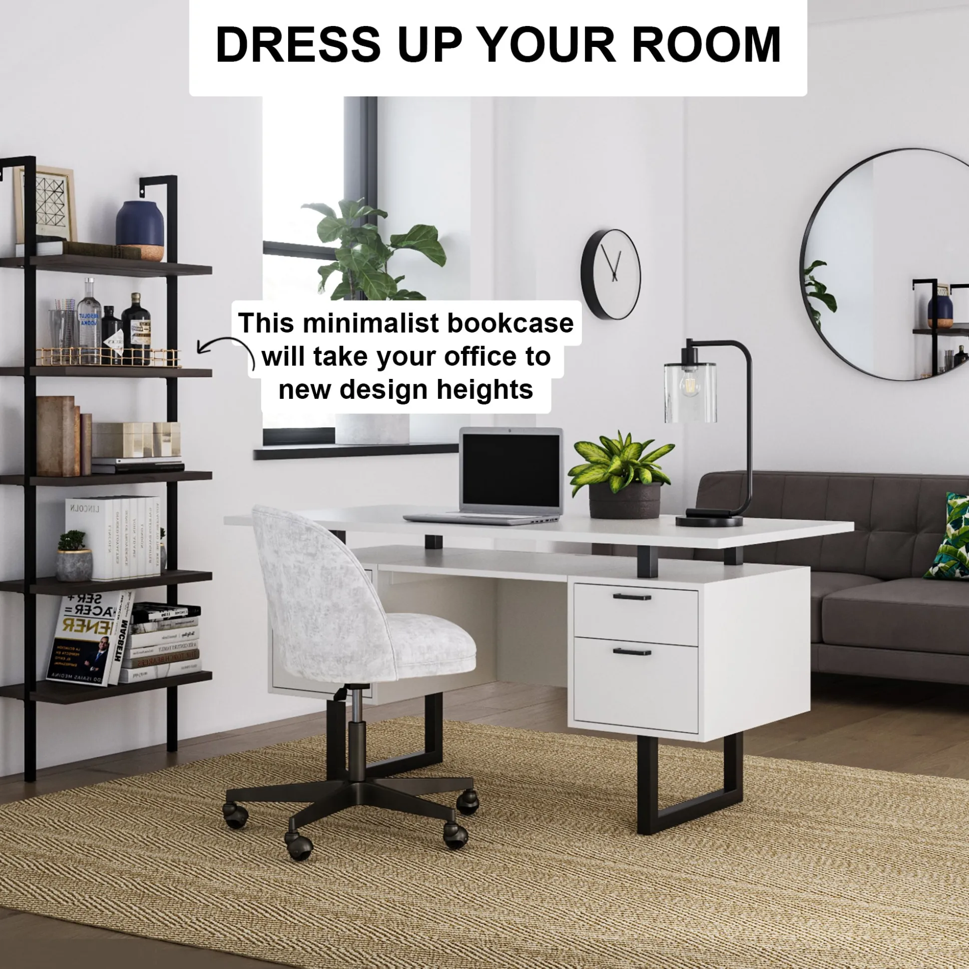 5-Shelf Ladder Bookshelf Nutmeg Matte Black