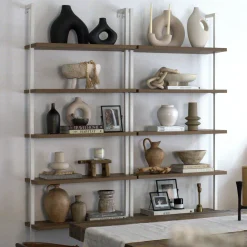 5-Shelf Ladder Bookshelf Oak Matte White