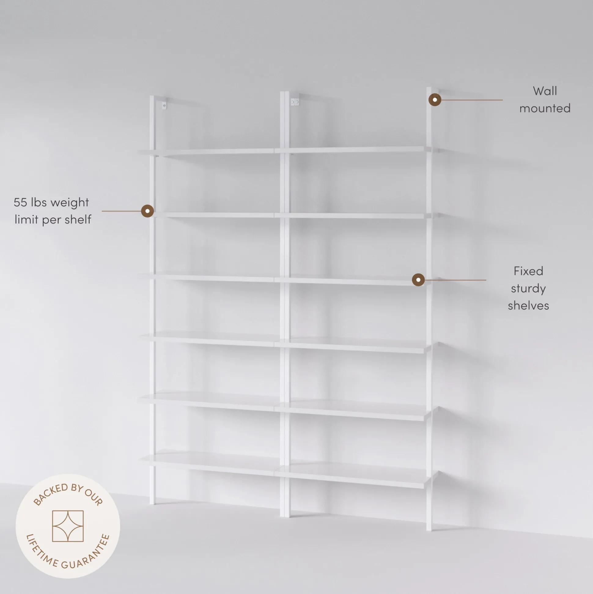 6-Shelf Ladder Bookshelf White (Set of 2)