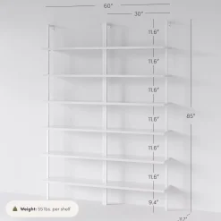 6-Shelf Ladder Bookshelf White (Set of 2)