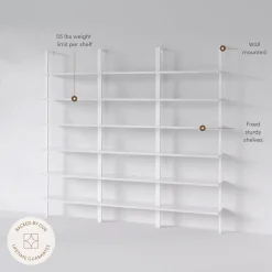 6-Shelf Ladder Bookshelf White (Set of 3)