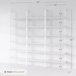 6-Shelf Ladder Bookshelf White (Set of 3)