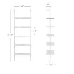 5-Shelf Ladder Bookshelf White