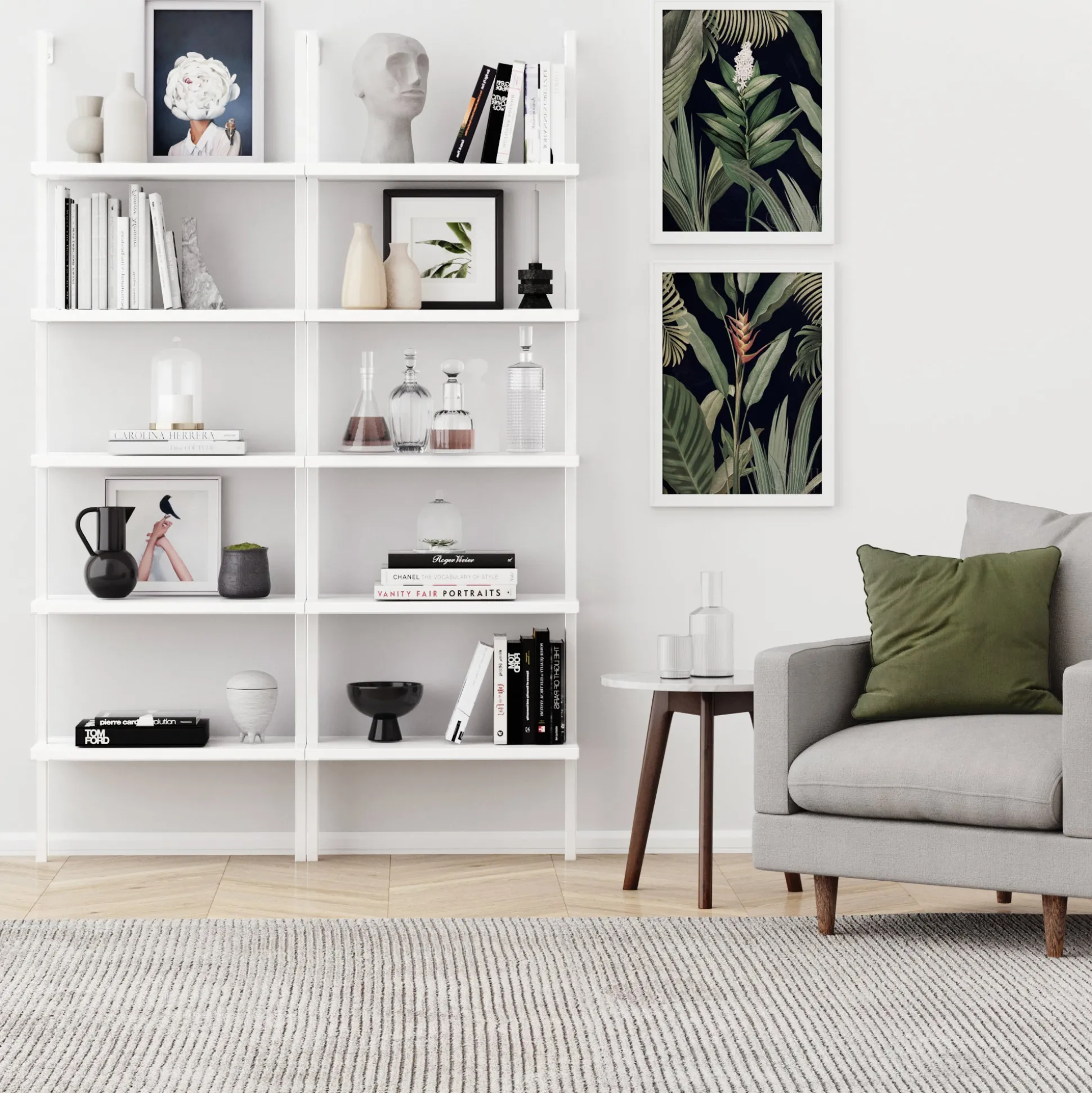 5-Shelf Ladder Bookshelf White