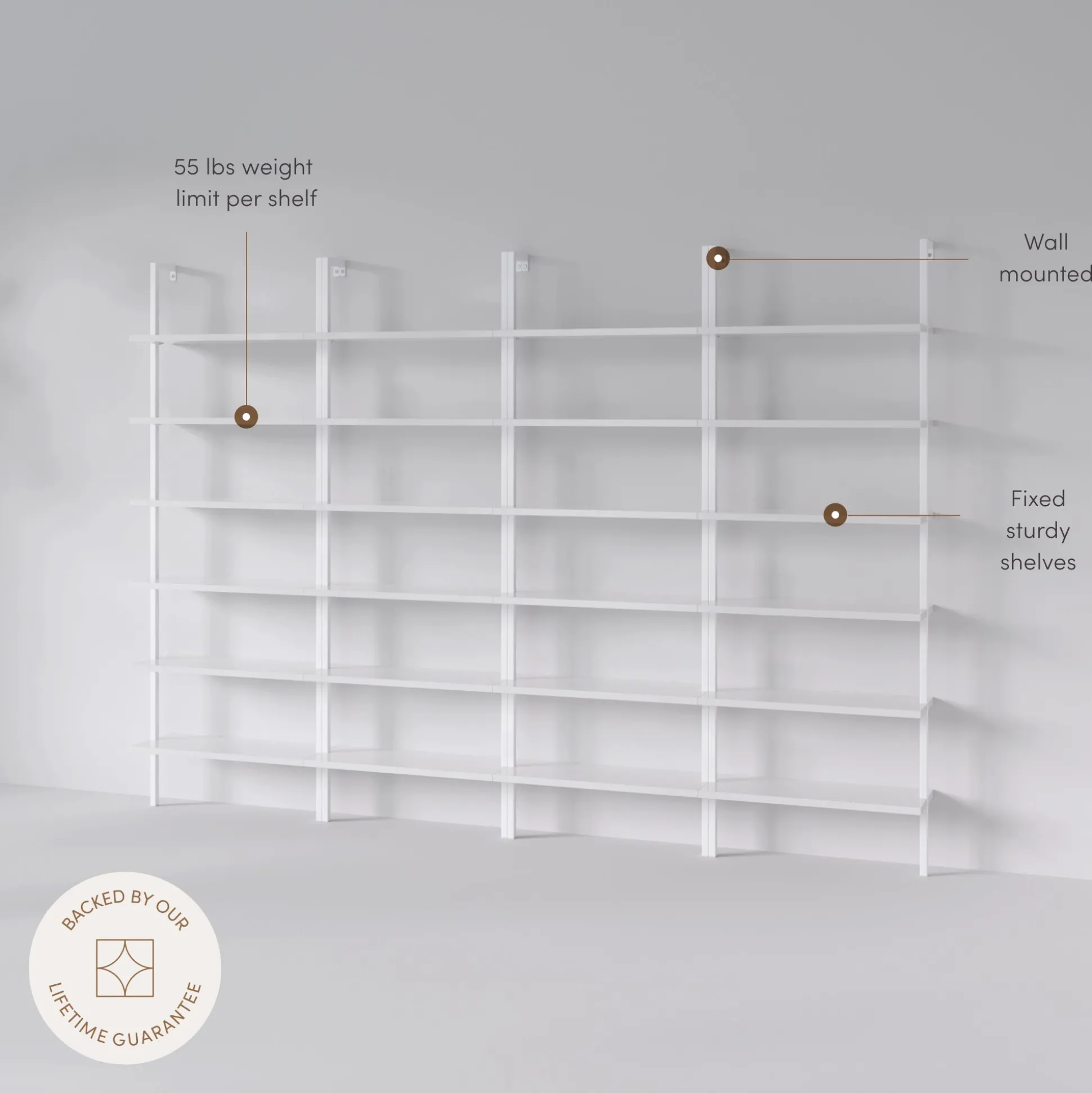 6-Shelf Ladder Bookshelf White (Set of 4)
