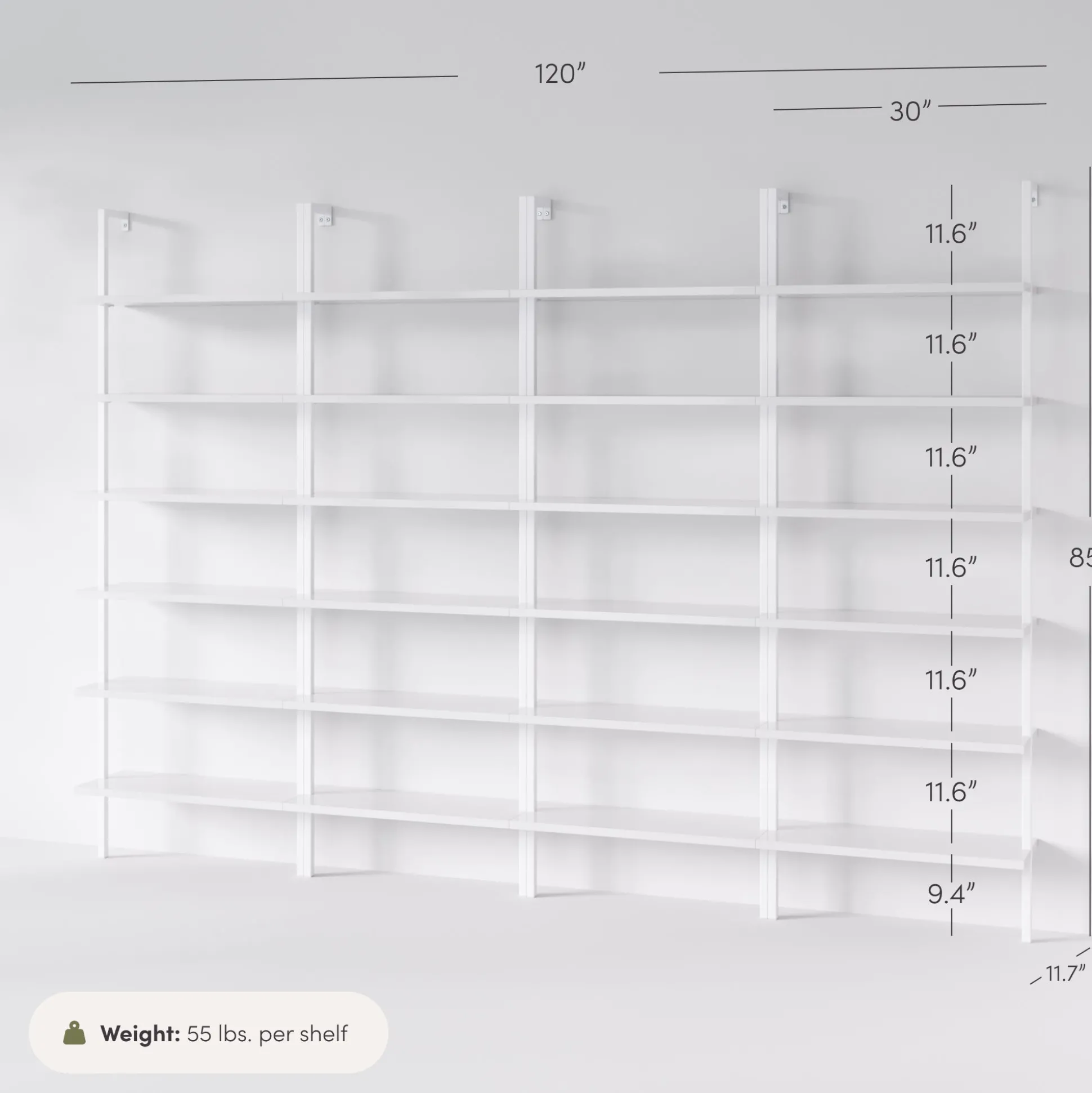 6-Shelf Ladder Bookshelf White (Set of 4)