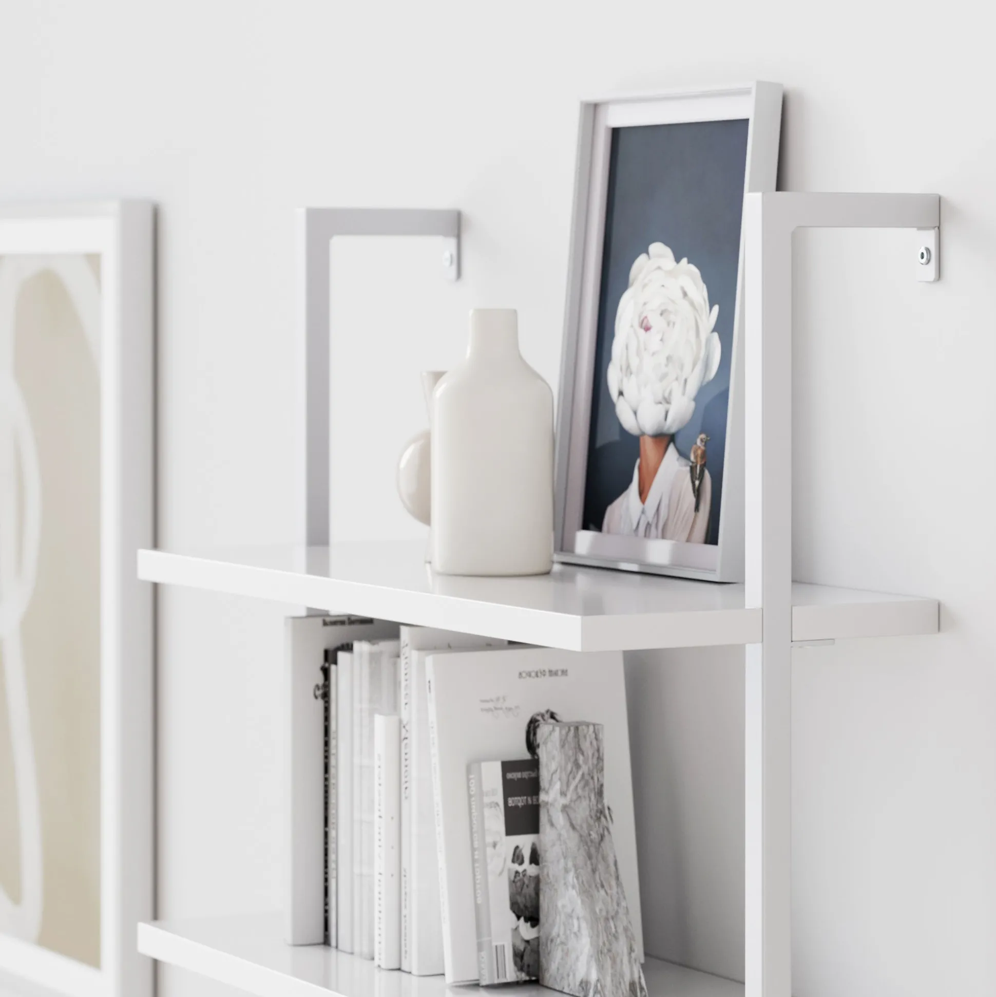 6-Shelf Ladder Bookshelf White (Set of 4)