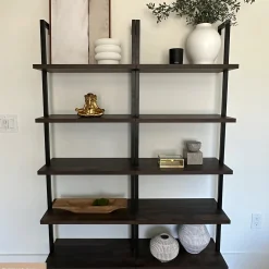 5-Shelf Ladder Wall Bookshelves Nutmeg (Set of 2)