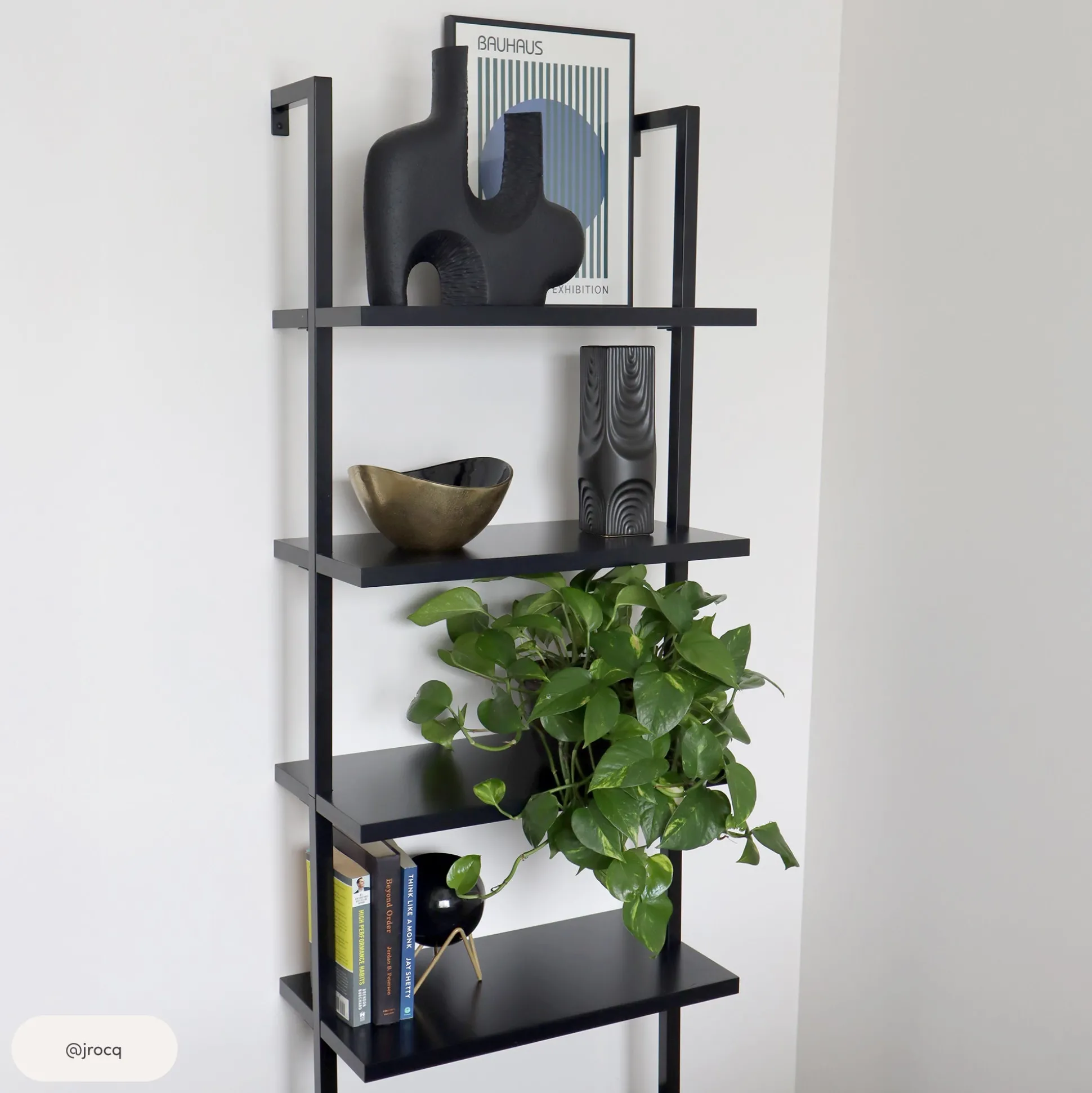 6-Shelf Wall Mount Bookshelf Black (Set of 3)