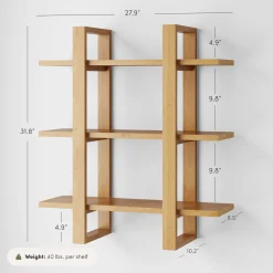 Solid Wood Adjustable Wall Shelf Warm Pine