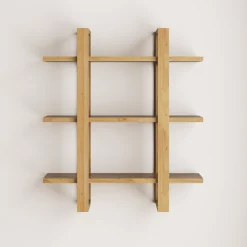 Solid Wood Adjustable Wall Shelf Warm Pine