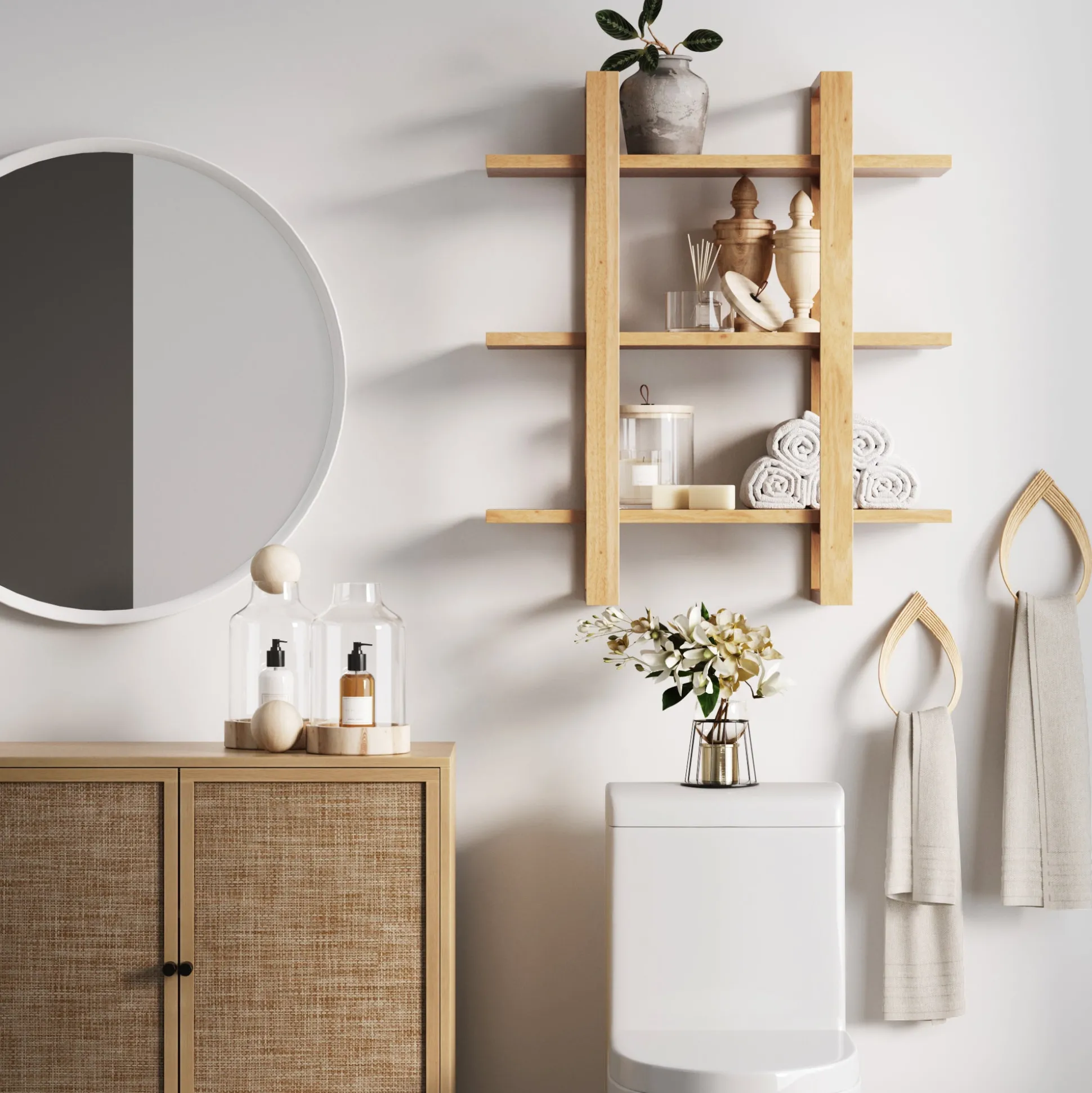 Solid Wood Adjustable Wall Shelf Warm Pine