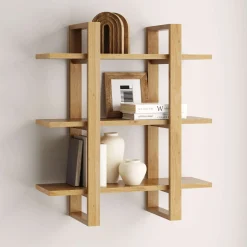Solid Wood Adjustable Wall Shelf Warm Pine
