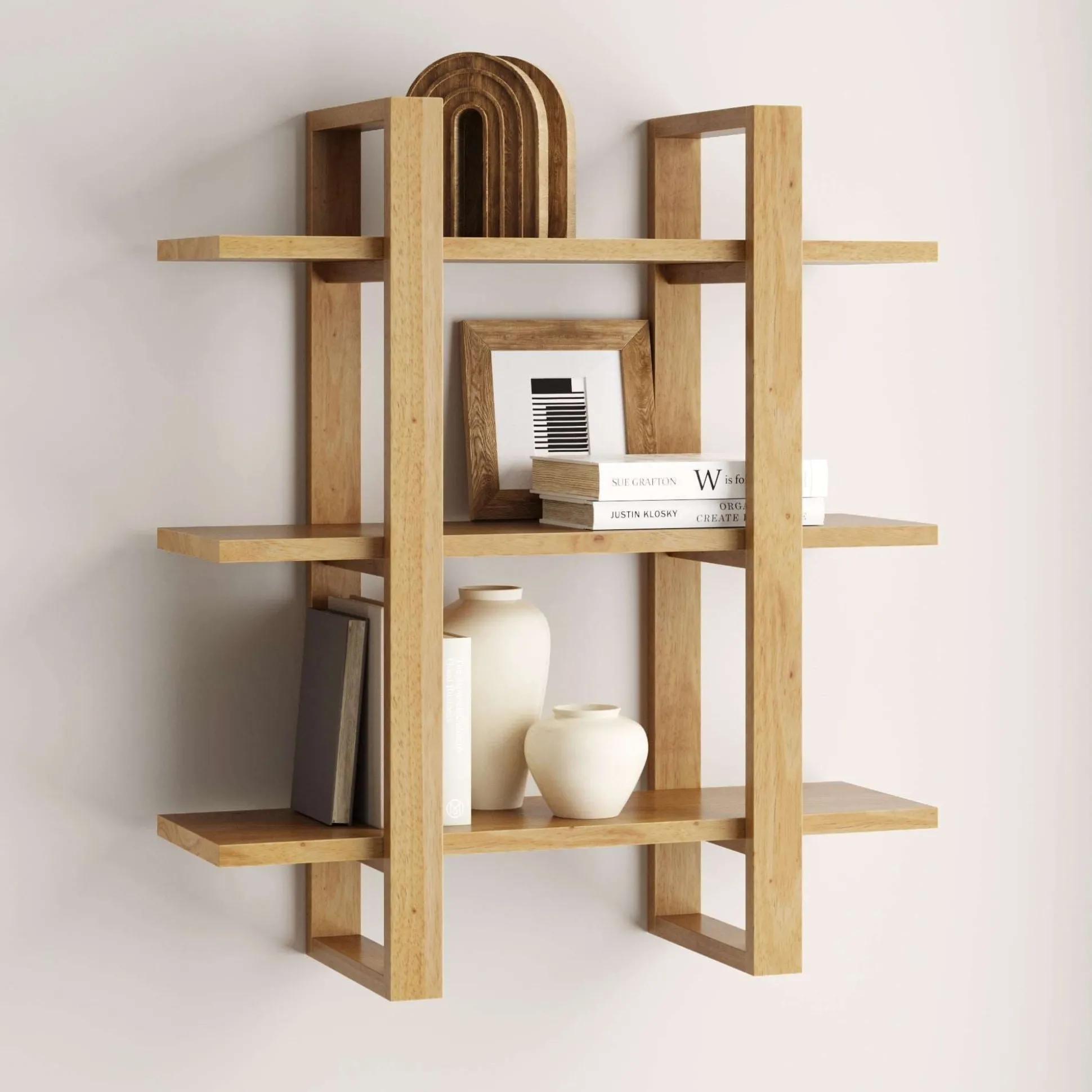 Solid Wood Adjustable Wall Shelf Warm Pine