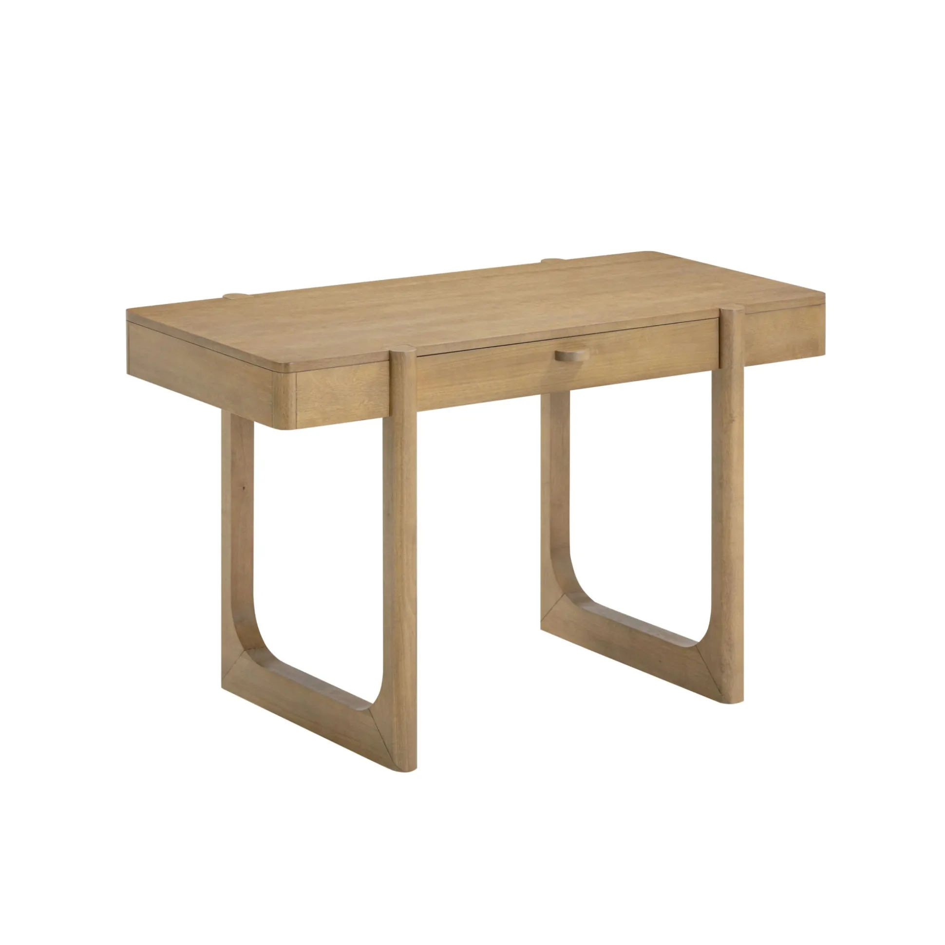 Solid Wood Desk with Drawer & Rounded Legs Light Brown