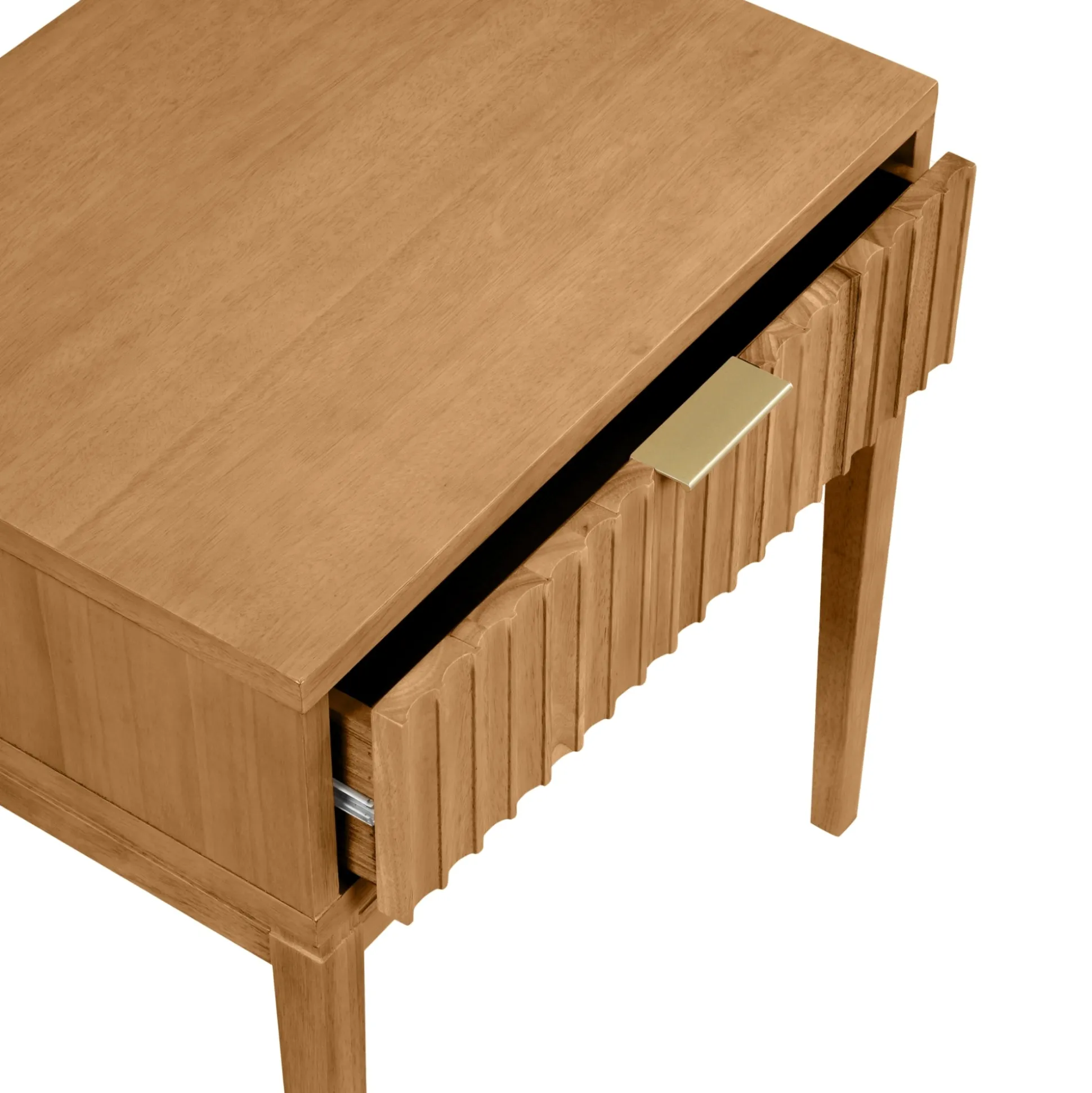 Solid Wood Fluted Desk & 2 Nightstands Bedroom Vanity Set