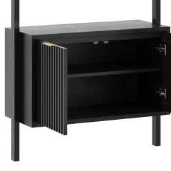 Solid Wood Fluted Entertainment Center Black Oak (2 Cabinets)