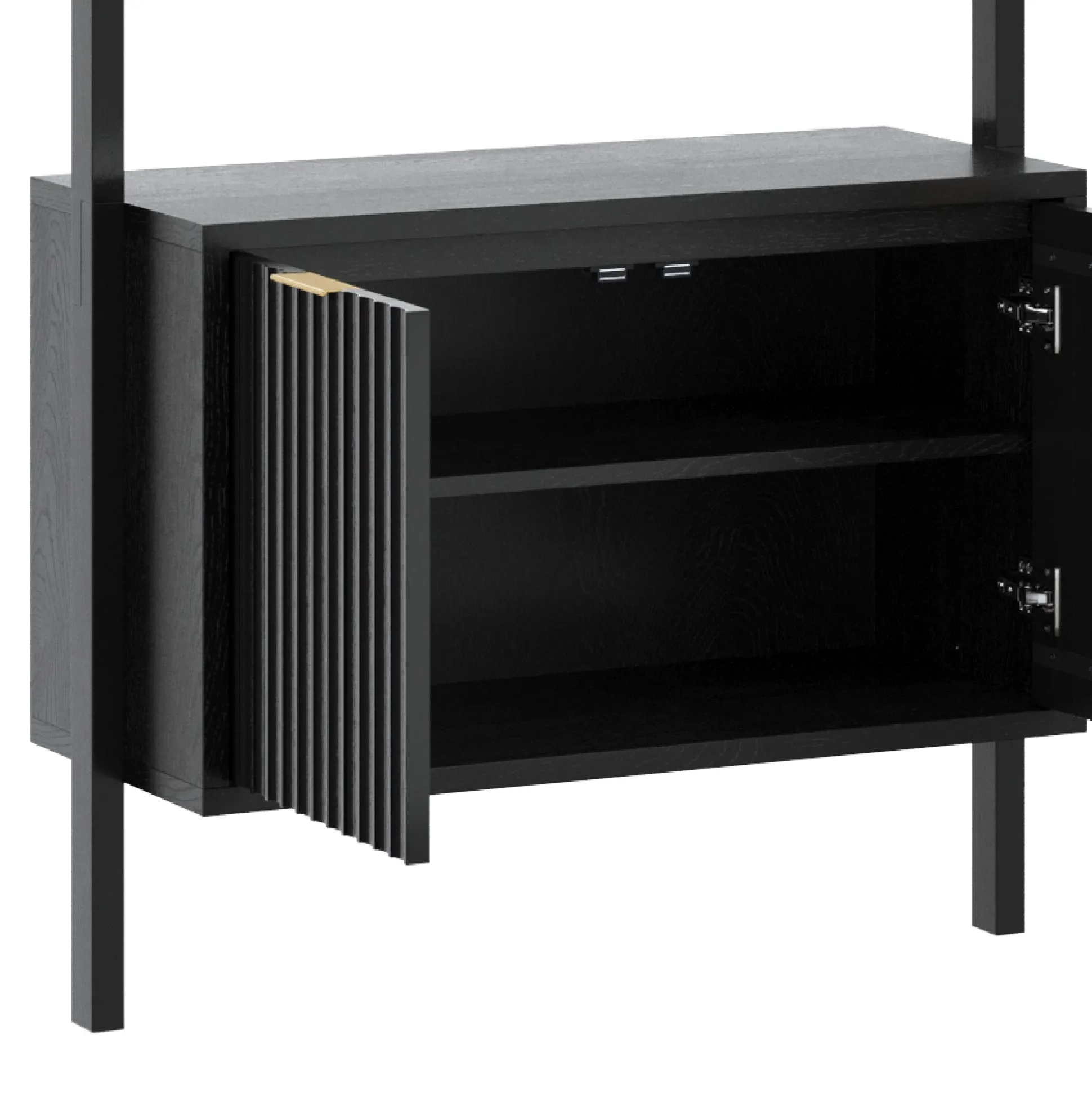 Solid Wood Fluted Entertainment Center Black Oak (2 Cabinets)