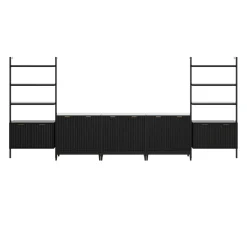 Solid Wood Fluted Entertainment Center (3 Cabinets)