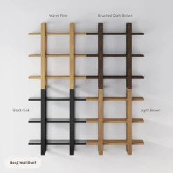 Solid Wood Modular Floating Wall Shelf Light Brown (Set of 2)