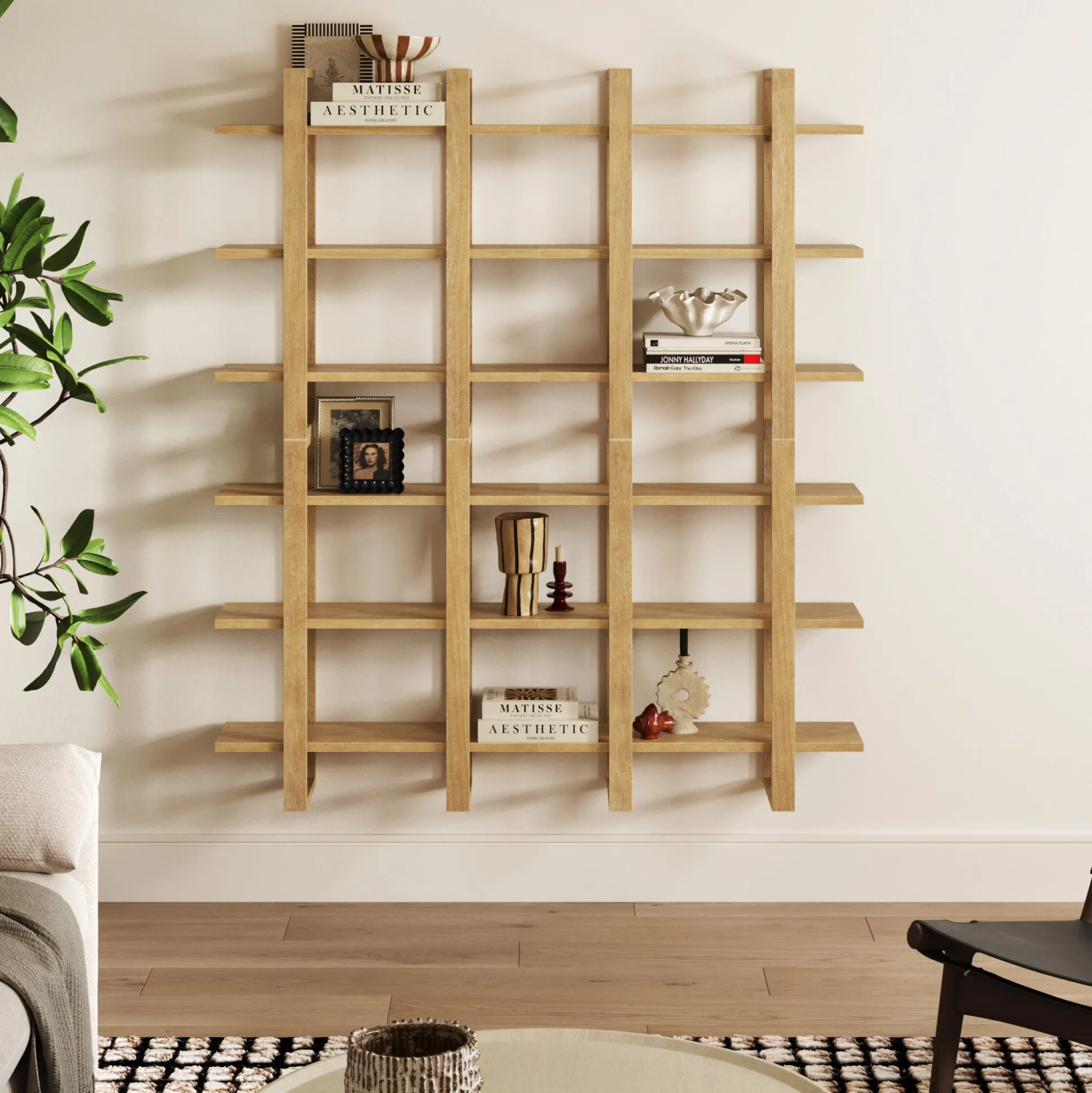 Solid Wood Modular Floating Wall Shelf Light Brown (Set of 4)