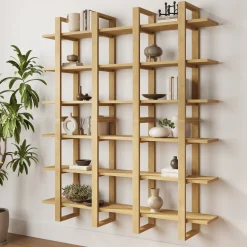 Solid Wood Modular Floating Wall Shelf Light Brown (Set of 4)