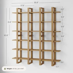 Solid Wood Modular Floating Wall Shelf Light Brown (Set of 4)