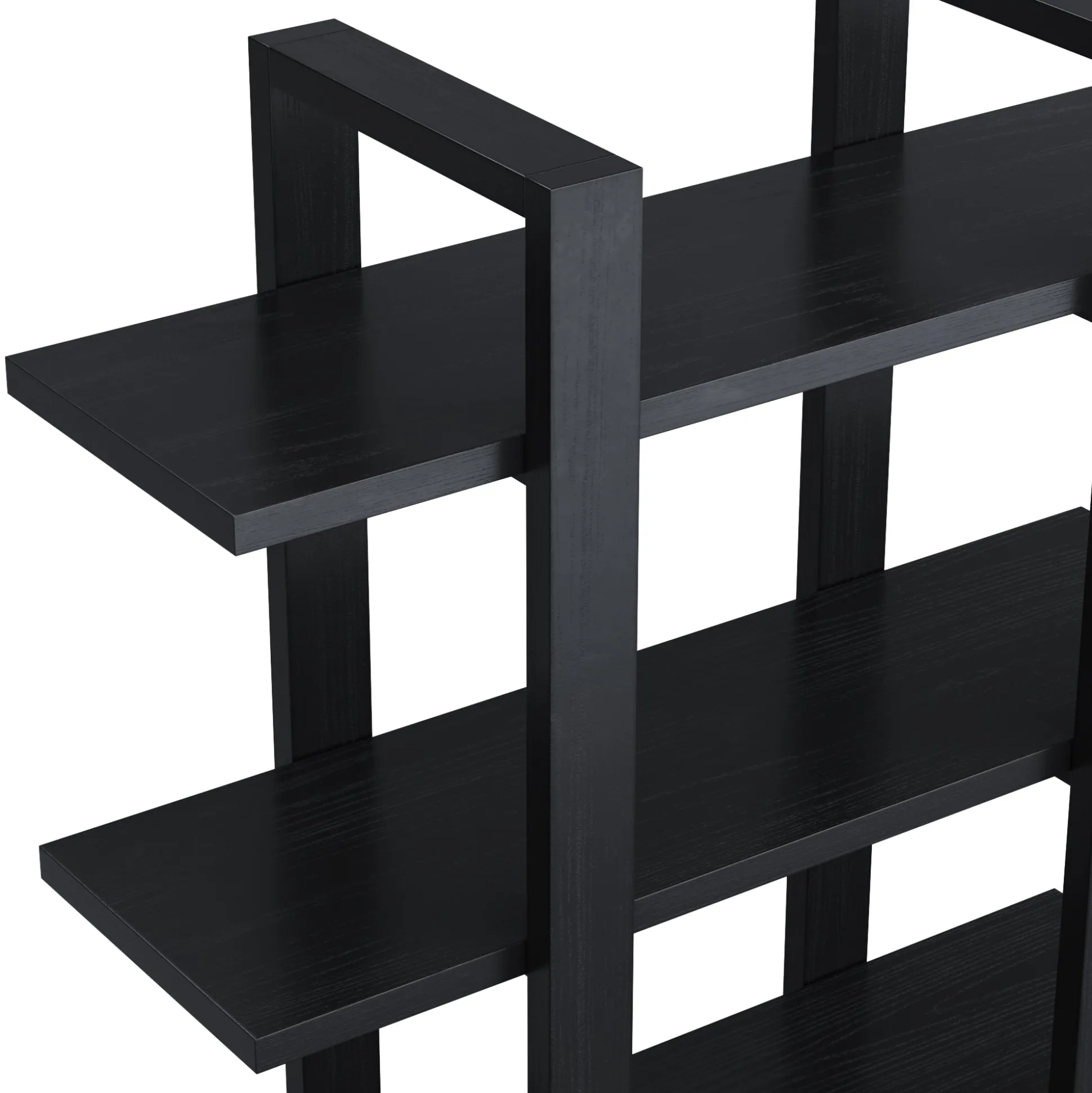 Solid Wood Modular Floating Wall Shelf Black Oak (Set of 6)