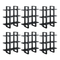 Solid Wood Modular Floating Wall Shelf Black Oak (Set of 6)