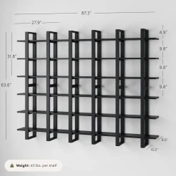 Solid Wood Modular Floating Wall Shelf Black Oak (Set of 6)