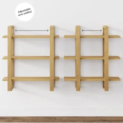 Solid Wood Modular Floating Wall Shelf Light Brown