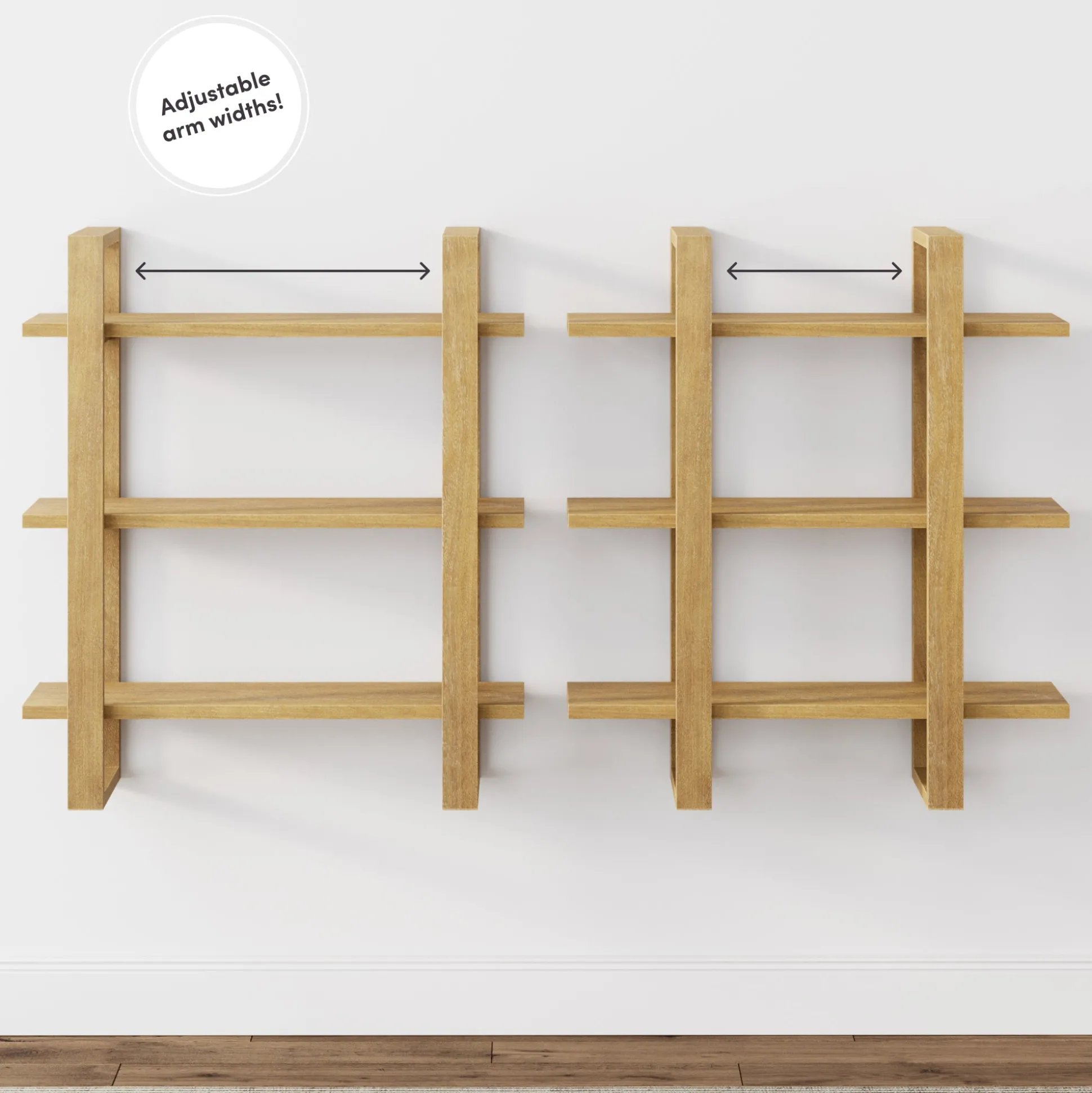Solid Wood Modular Floating Wall Shelf Light Brown