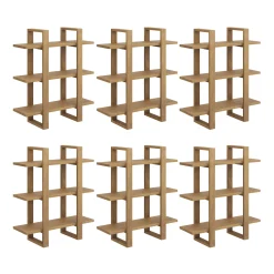 Solid Wood Modular Floating Wall Shelf Light Brown (Set of 6)