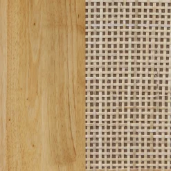 Solid Wood & Rattan Desk & Bookshelf Wall Unit