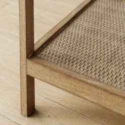 Solid Wood, Rattan & Glass Top End Table