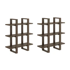 Solid Wood Wall Shelves Dark Brown (Set of 2)