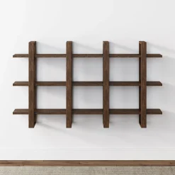 Solid Wood Wall Shelves Dark Brown (Set of 2)