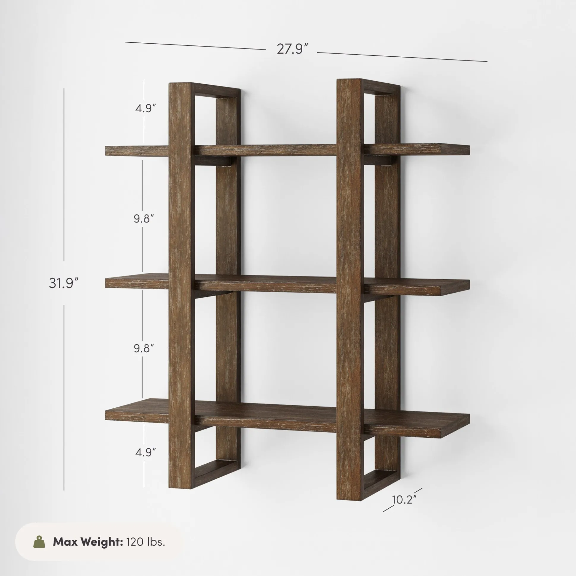 Solid Wood Wall Shelves Dark Brown (Set of 6)