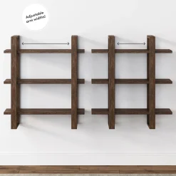Solid Wood Wall Shelves Dark Brown (Set of 6)