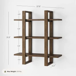 Solid Wood Wall Shelves Dark Brown (Set of 4)