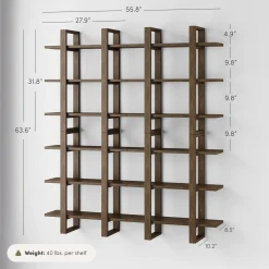 Solid Wood Wall Shelves Dark Brown (Set of 4)
