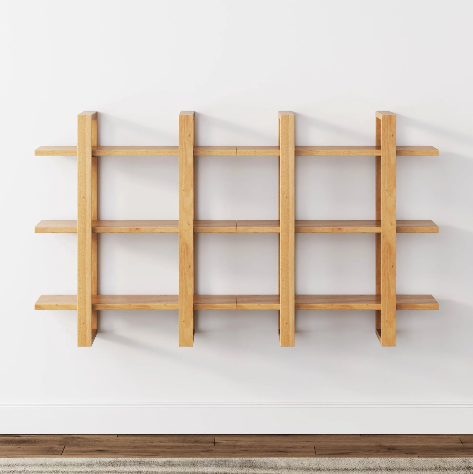 Solid Wood Wall Shelves Warm Pine (Set of 2)