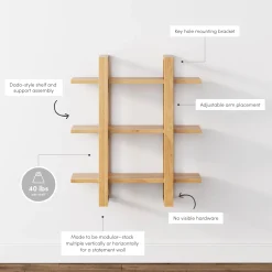Solid Wood Wall Shelves Warm Pine (Set of 2)