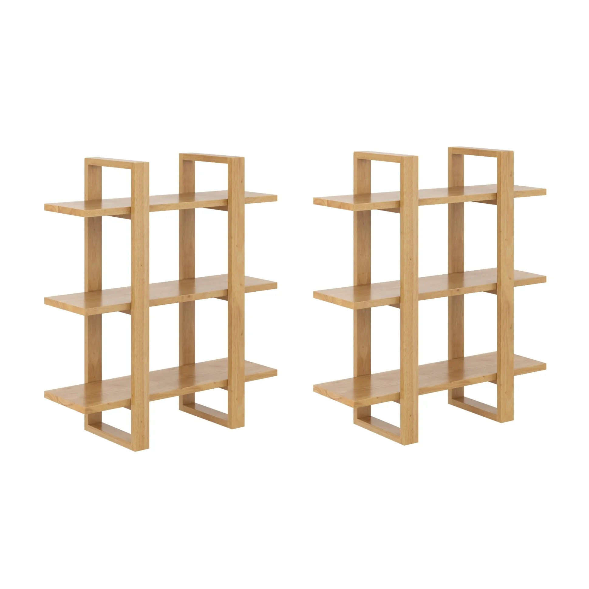 Solid Wood Wall Shelves Warm Pine (Set of 2)