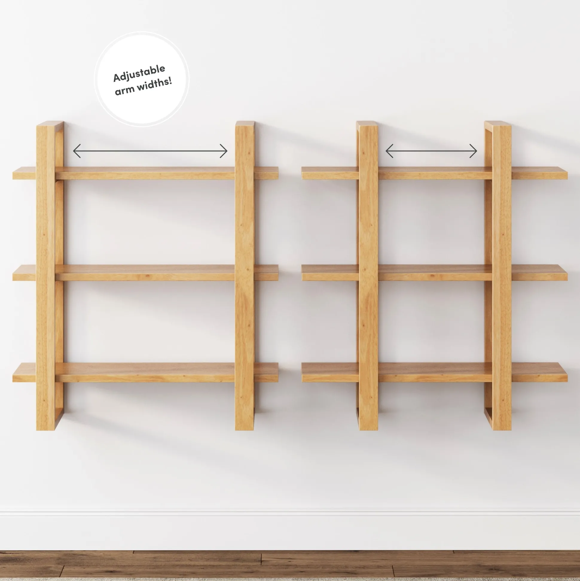 Solid Wood Wall Shelves Warm Pine (Set of 2)