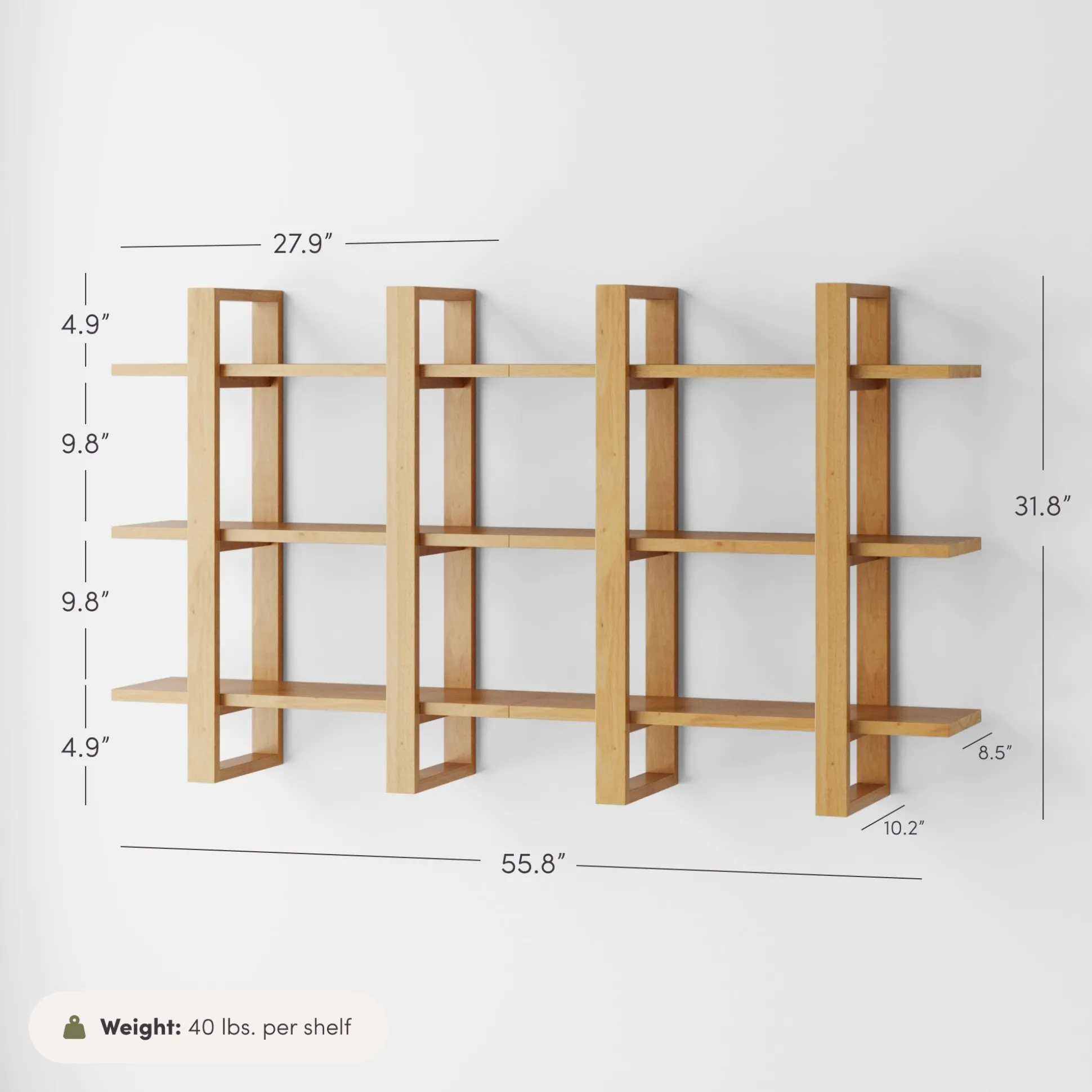 Solid Wood Wall Shelves Warm Pine (Set of 2)