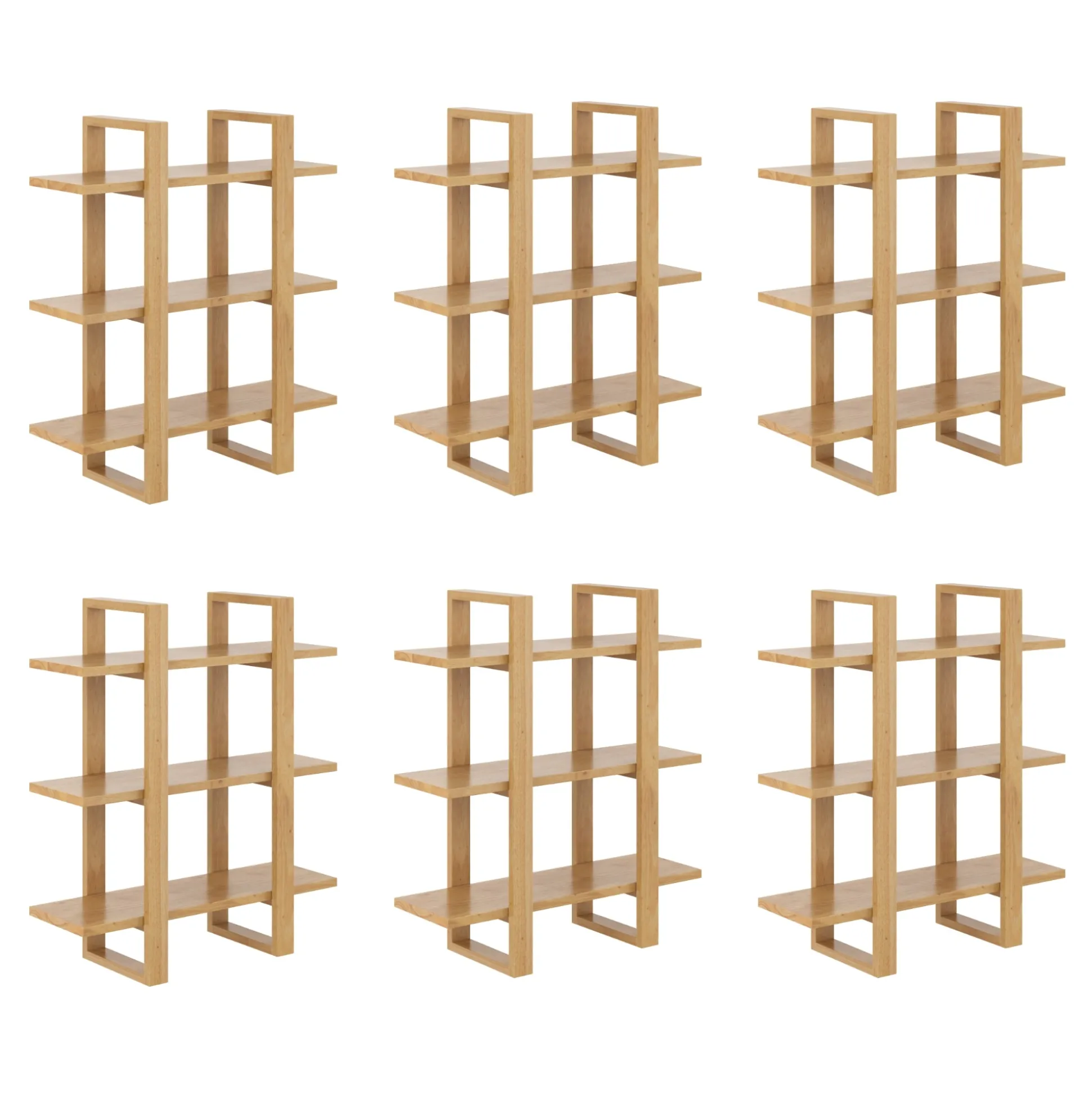 Solid Wood Wall Shelves Warm Pine (Set of 6)