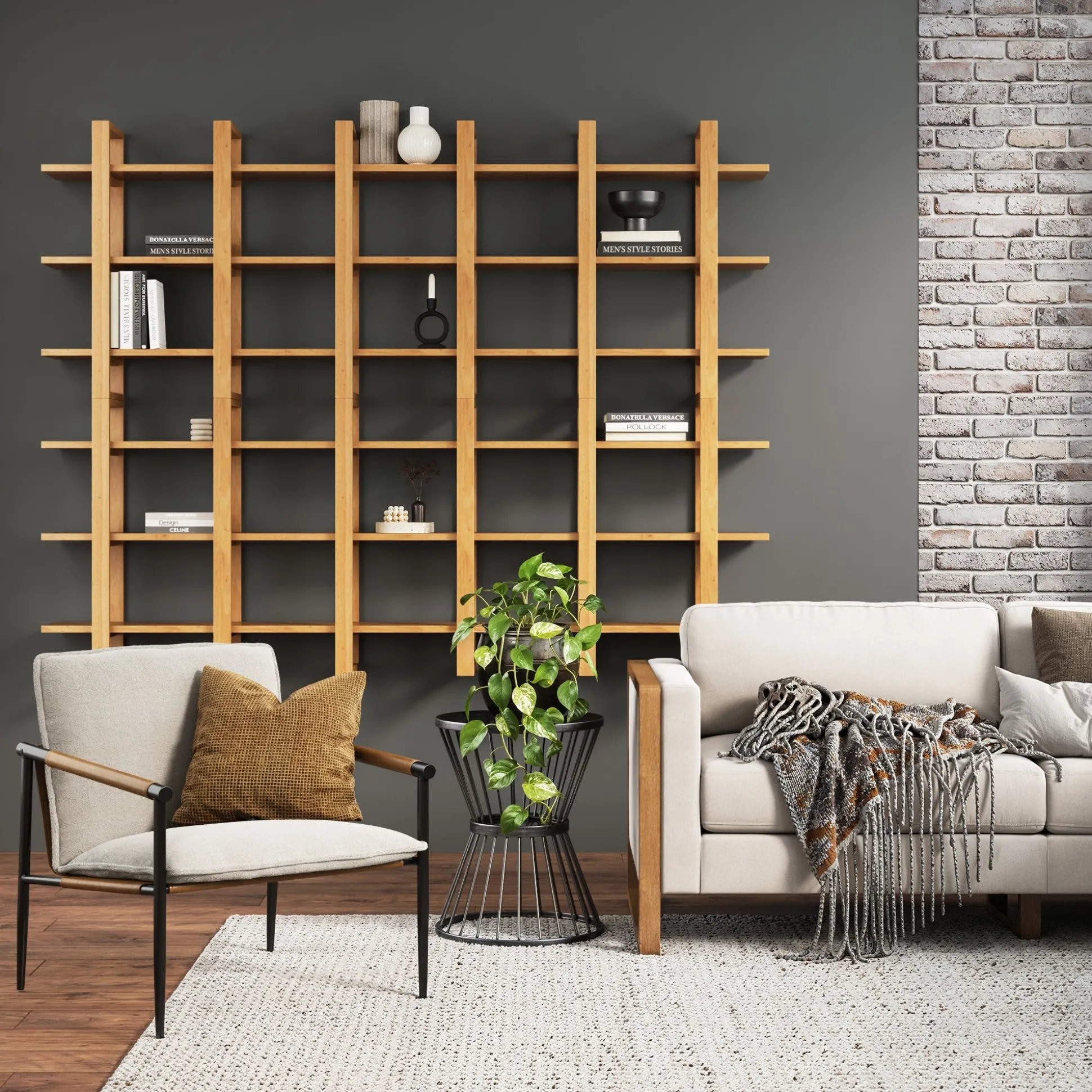 Solid Wood Wall Shelves Warm Pine (Set of 6)