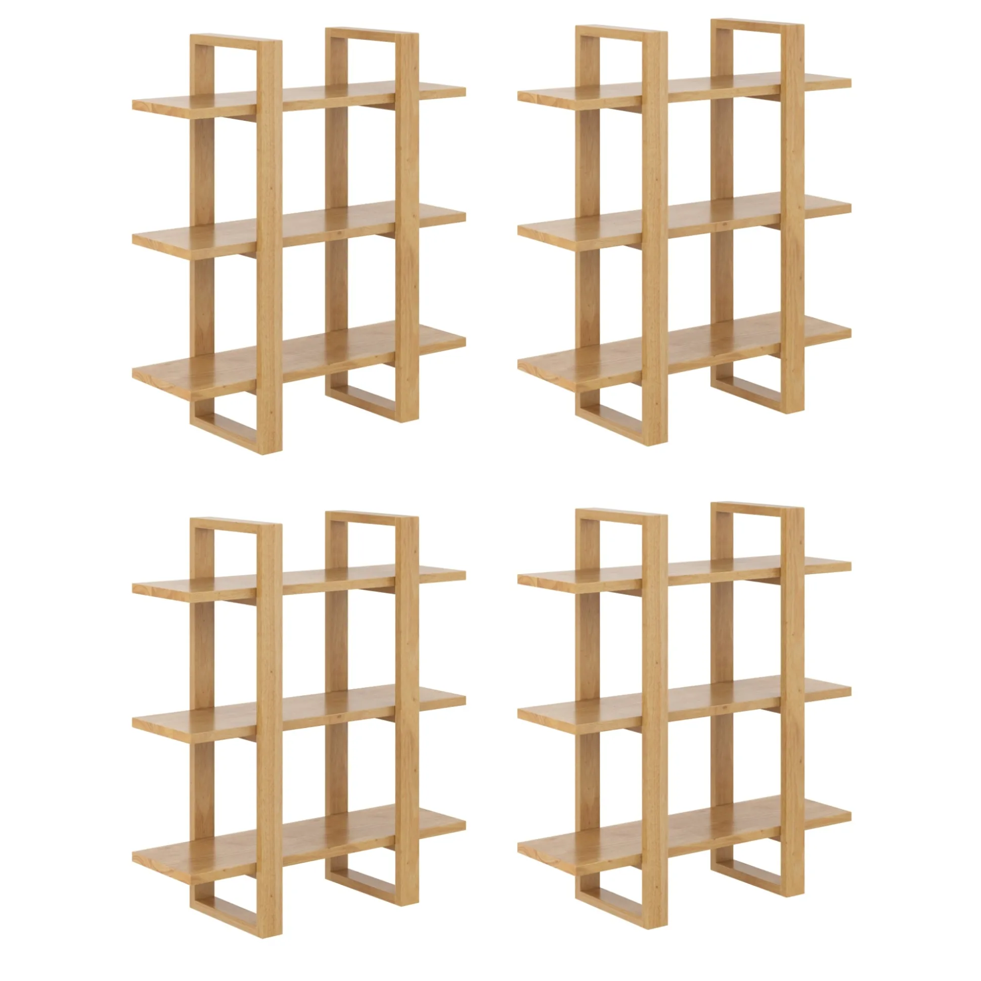 Solid Wood Wall Shelves Warm Pine (Set of 4)