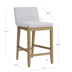 Upholstered Counter Height Bar Stool w/ Back Gray (Set of 4)